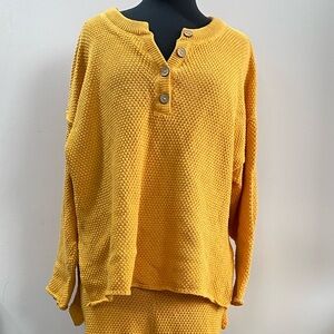 Free People Waffle-Knit lounge Set - Mustard Yellow